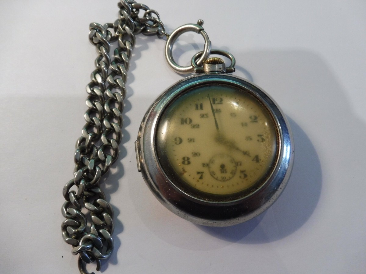Montre Gousset Ancienne En Argent Dans Sa Capsule D'époque - Fonctionnelle