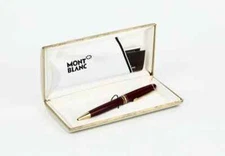 1980s Montblanc Meisterstuck 164 Burgundy & Gold Ballpoint Pen with Original Box