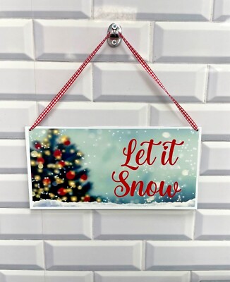 Weihnachtsdeko Schild Plakette Metall Xmas Hausschild - LET IT SNOW 300 x 150