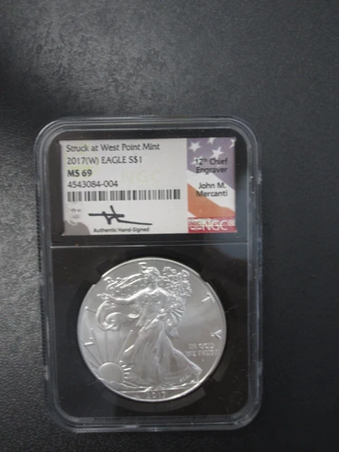 NGC 2017 W MS 69 Silver Eagle $1 Dollar Coin MS69 West Point John M. Mercanti