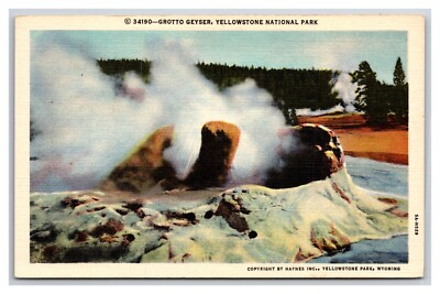 #ad #ad Grotto Geyser Yellowstone National Park Wyoming WY UNP Linen Postcard Z5 $1.95