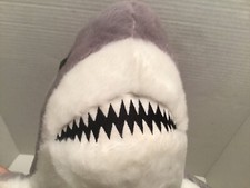 Aurora Great White Shark Plush Stuffed Animal Gray White 14” 