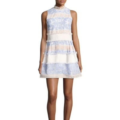 ALEXIS MINIKA Embroidered Mock-Neck Dress In Blue Size M Orig. $495 NEW |  eBay