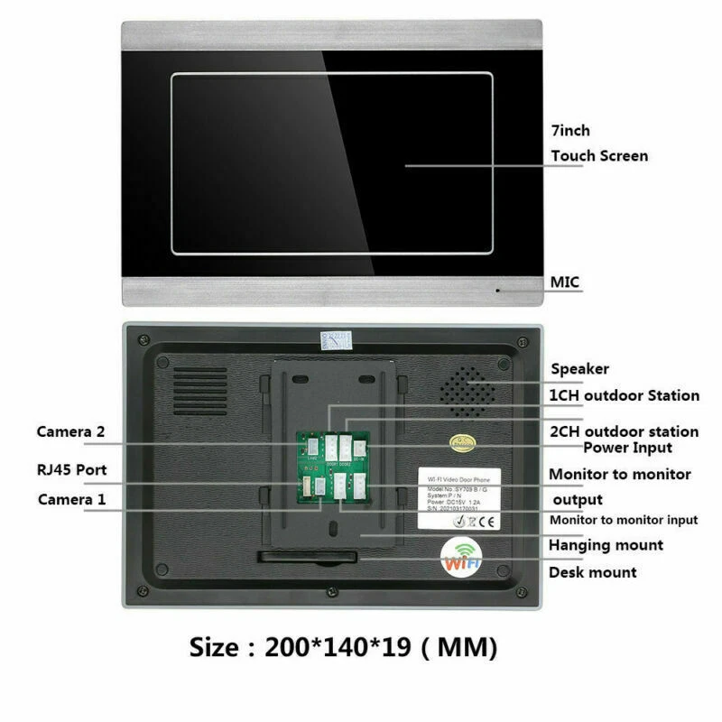 TUYA Video 7'' Doorbell Intercom WiFi RFID Screen System Fingerprint Unlocking - Image 4 of 4