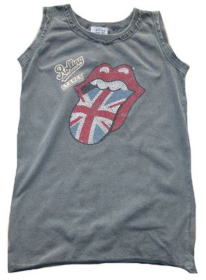 AMPLIFIED Off. ROLLING STONES Strass Zunge Kids Girls Tunika Kleid Shirt 122/128