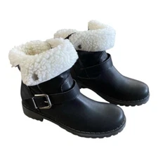 Camel Crown Women's Black Ankle Boots Faux Shearling Lined Winter Shoes