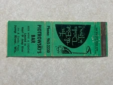 AS77 Vintage Matchbook Cover Piotrowski's Bar Jump River Wisconsin WI