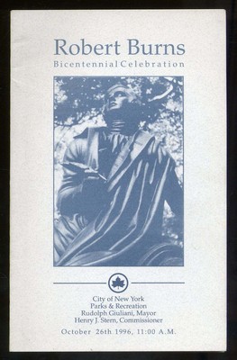 Program for the Robert Burns Bicentennial Celebration / 1st Edition 1996