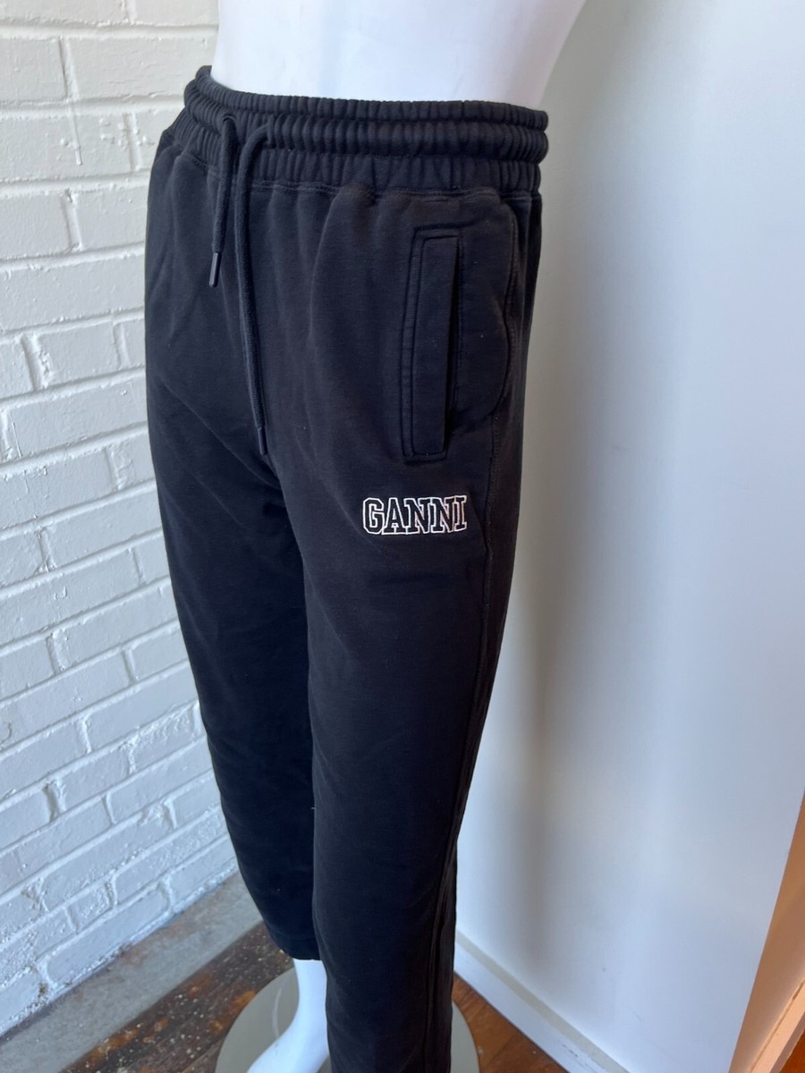 Ganni Software Isoli Black Trackpants Joggers Cotton Size