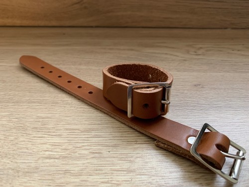 Oak Tan Real Leather 2 Picnic Basket Straps Utility Hand Made strap 20mm v18 - Picture 1 of 4