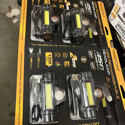 USB Rechargeable Headlamp LED 350 Lumens 4-Pack Detachable Magnetic Outdoor Ca