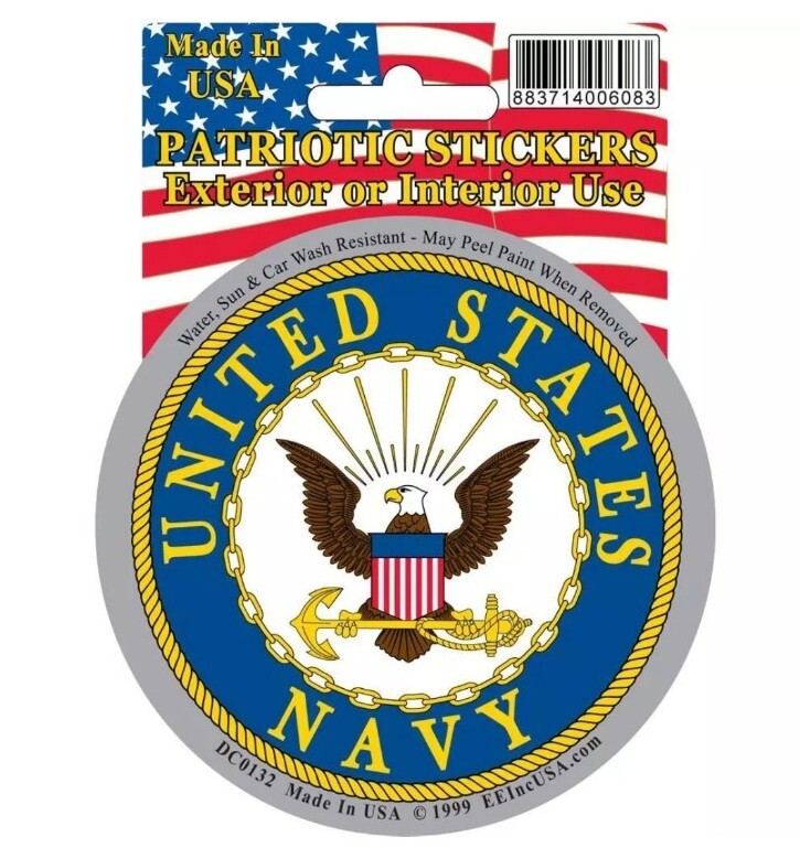 United States Navy Bumper Sticker Decal Tag Badge Emblem USN Swagger 3-1/4