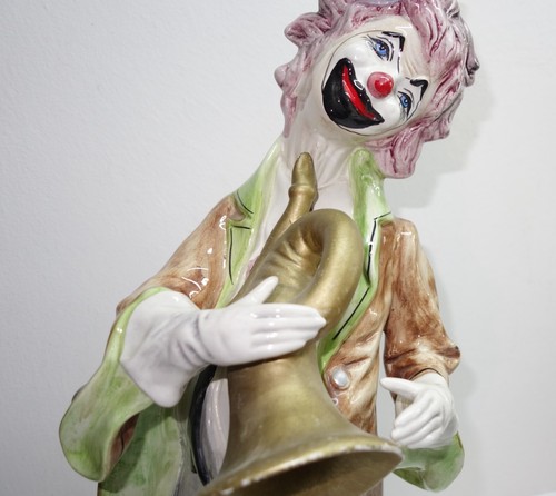 Gran payaso Capodimonte - músico con cuerno - Made in Italy - 58 cm de alto - Imagen 3 de 10