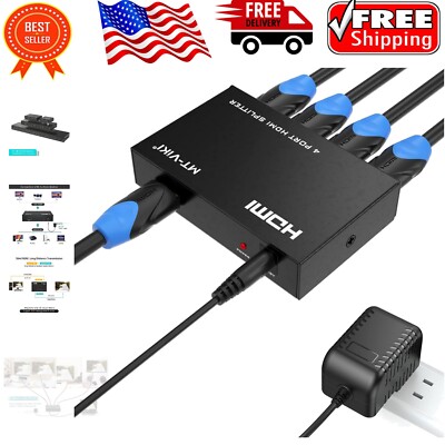 4K HDMI Splitter 1 in 4 Out - High Definition Audio & Video Distributor