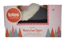 Totes Toasties Women' s Memory Foam Slippers LG 8-9 Faux Fur Gray NEW