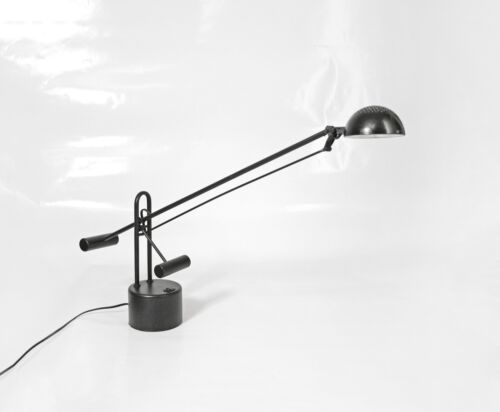 Vintage Ikea postmodern schwarz gegenbalanciert Halogen Schreibtischlampe Kran Architekt - Bild 1 von 22