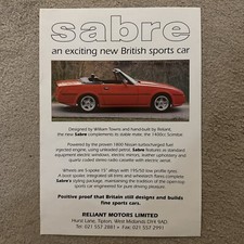 1993-1994 RELIANT SABRE 1800 TURBO Sales Leaflet Brochure