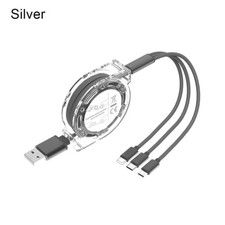 Universal 3 in 1 Multi USB Charger Charging Retractable Braided Cable For iPhone