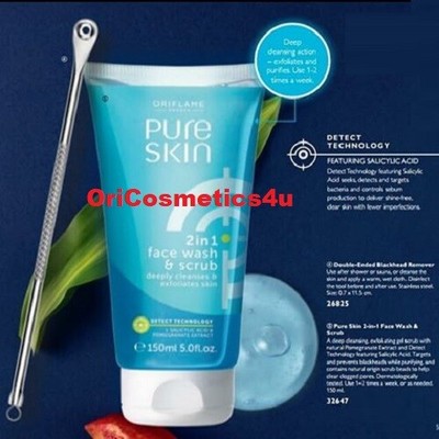 pure skin 2 in 1 face wash & scrub oriflame