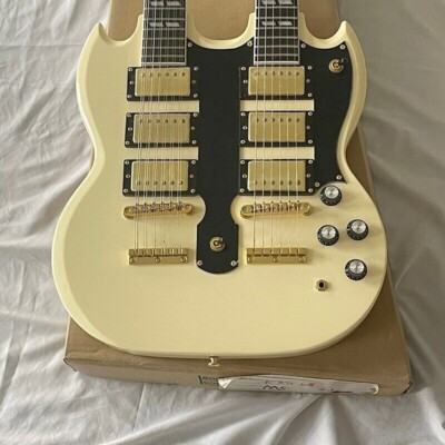 1275 Double-Head Electric Guitar Cream Yellow Color with 6-12 Strings