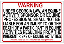 GEORGIA Equine Sign (1" letters) liability warning horse barn stable sign
