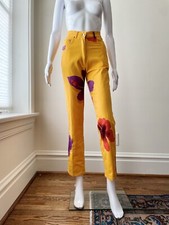 Vintage 29  W 90s 80s Jantzen Yellow Floral High waisted Pants Hawaiian Rad EUC