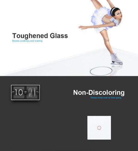 Livolo Glas Touch Weiss Lichtschalter Touchscreen Schalter mit LED Anzeige - Bild 6 von 13