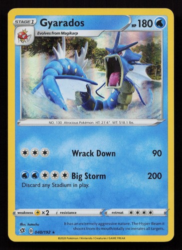 Gyarados - 040/192 Holo Rare SWSH02 SWSH02: Rebel Clash Holofoil Pokemon NM