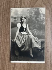 Vintage Studio Photographic Romanian Postcard Lady in Dress Portrait