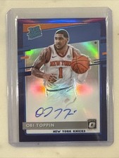 2020 Donruss Optic Rated Rookie Purple Prizm Obi Toppin #158 On Card Auto RC