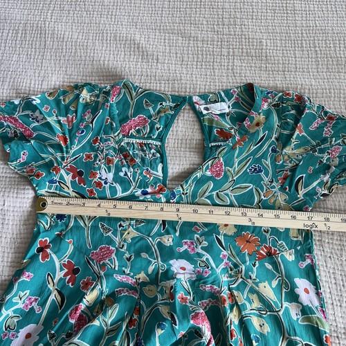 Anthropologie Floreat Jumpsuit Women Small Green Floral Wide Leg Boho Praire EUC - Bild 11 von 15