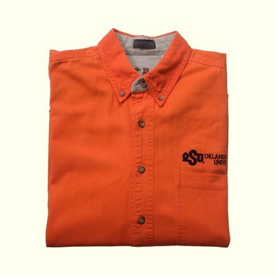 NCAA VTG 90s RETRP OSU COWBOYS CASUAL BUTTON DOWN EMBROIDERED LOGO SHIRT SZ M