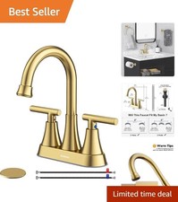 Stainless Steel Lead-Free Bathroom Faucet 4 inch Centerset Gold Finish