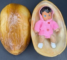 Vintage SHACKMAN Baby Girl in Nut Shell Celluloid Doll Pink Hong Kong RARE 