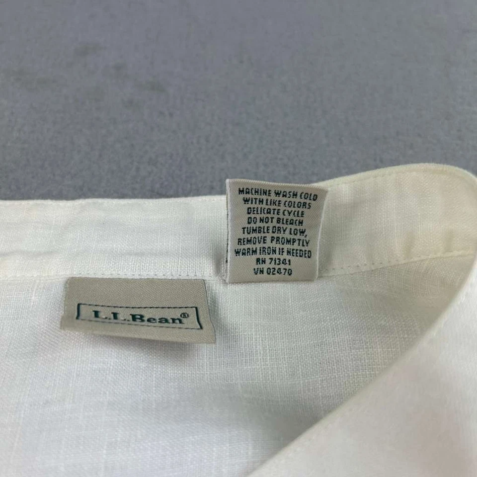 LL Bean Shirt Womens 2X Ivory Linen Long Sleeves Button Up Tunic Top - Image 4 of 4
