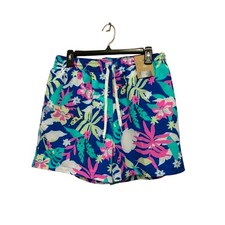 Chubbies Classic Swim Trunks Mens L Blue Tropical Floral 5.5" Mesh Lined