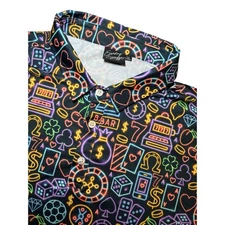 Sunday Swagger Mens 3XL Golf Polo Shirt Neon Casino Ganbling Performance S/S