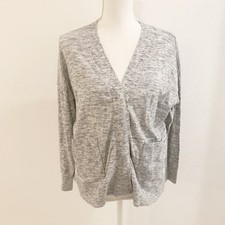 CAbi Women  s S Cardigan Sweater Heather Gray Snap Button Cotton Style 5286