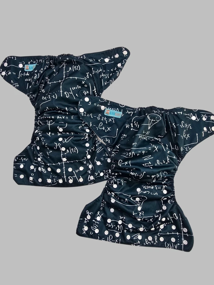 Pañales de tela reutilizables Alvababy verde estampado matemático talla única Foto 4 de 4