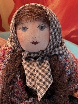 Vintage Gretchen Lima. FiberArt Wool Doll with Tag. Handmade Original 1987 Rare