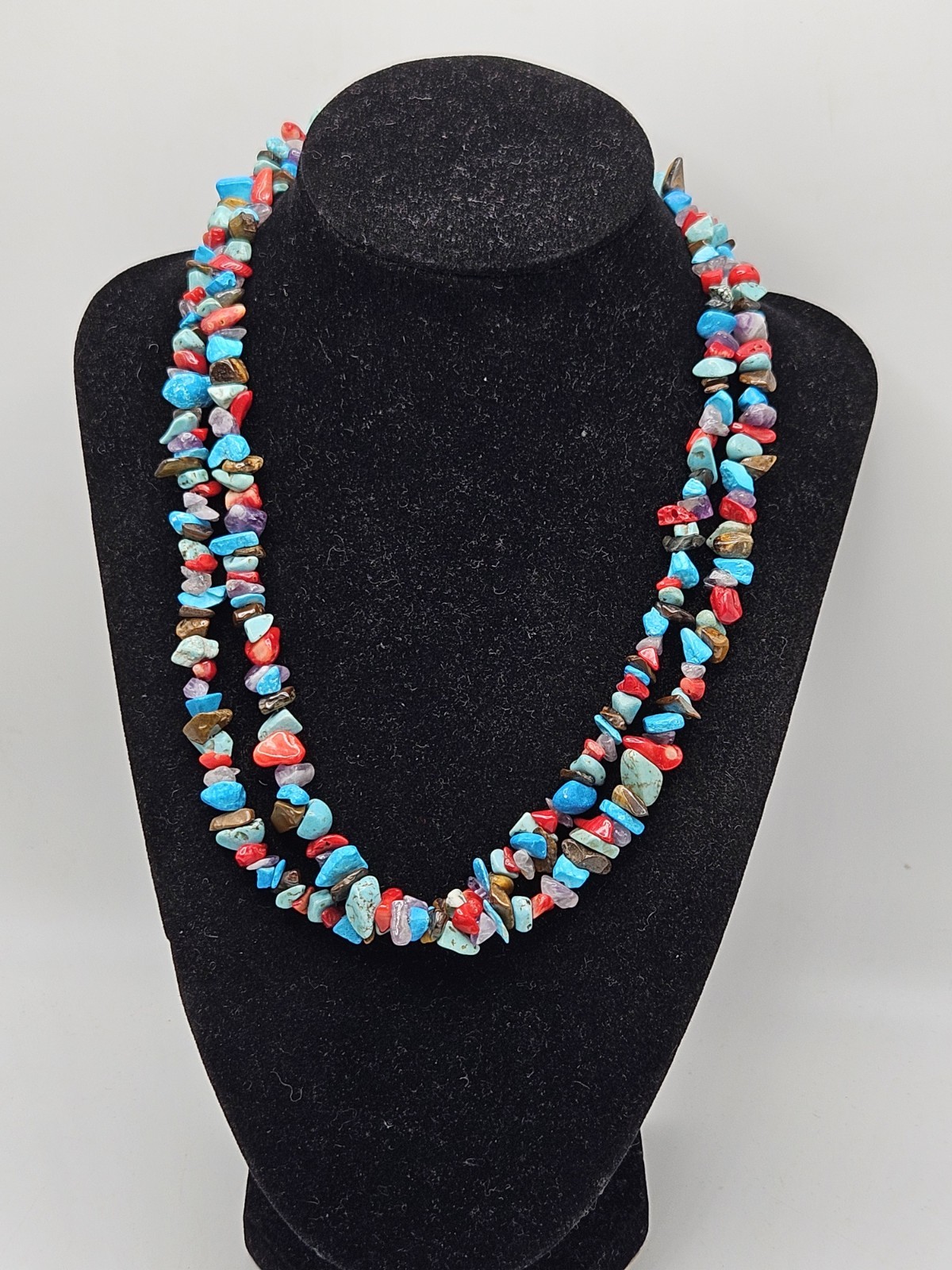 Multi Gemstone Double Strand Beaded Necklace. Sig… - image 2