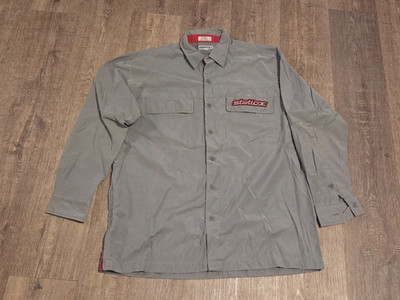 Aeropostale x Static-X Industrial Mechanic Work Shirt Gray/Red Vintage Men's Med