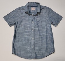 Cat Jack Boys' Short Sleeve Button-Down Light Blue Shirt Size M 8