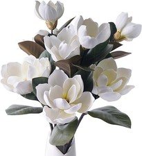 3Pcs Artificial Magnolia Flowers - 29.5" Long White Magnolia Stem