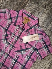 Wrangler Girls Small Pink Plaid Western Pearl Snap Shirt NWT Rodeo Cowgirl