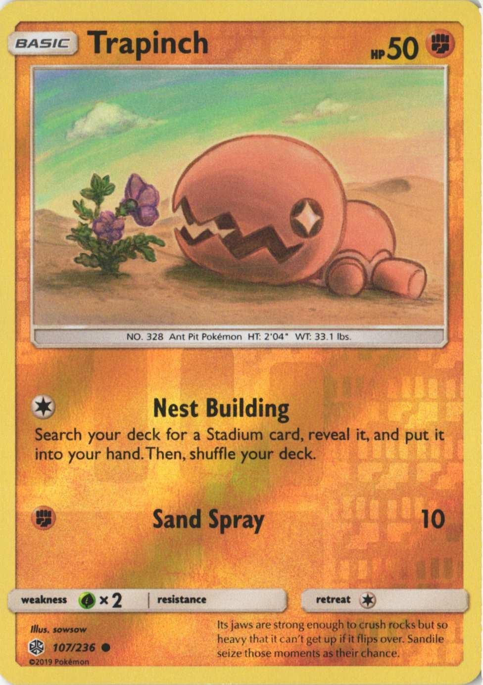 Trapinch 107/236 Common Cosmic Eclipse Pokemon Reverse Holo Near Mint