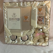 New Loui Michel Cie Baby Collection Keepsake Box w/ 4x6 Frame  Plush Bear Pink