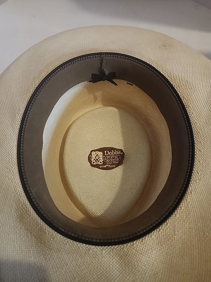 Sombrero DOBBS Quinta Avenida Nueva York Genuino Shantung Paja Panamá Banda Colorida Foto 4 de 4