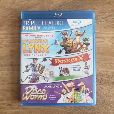 Family Triple Feature: Vol. 1  (Blu-ray) Missing Lynx/Donkey X/Disco Worms - VG