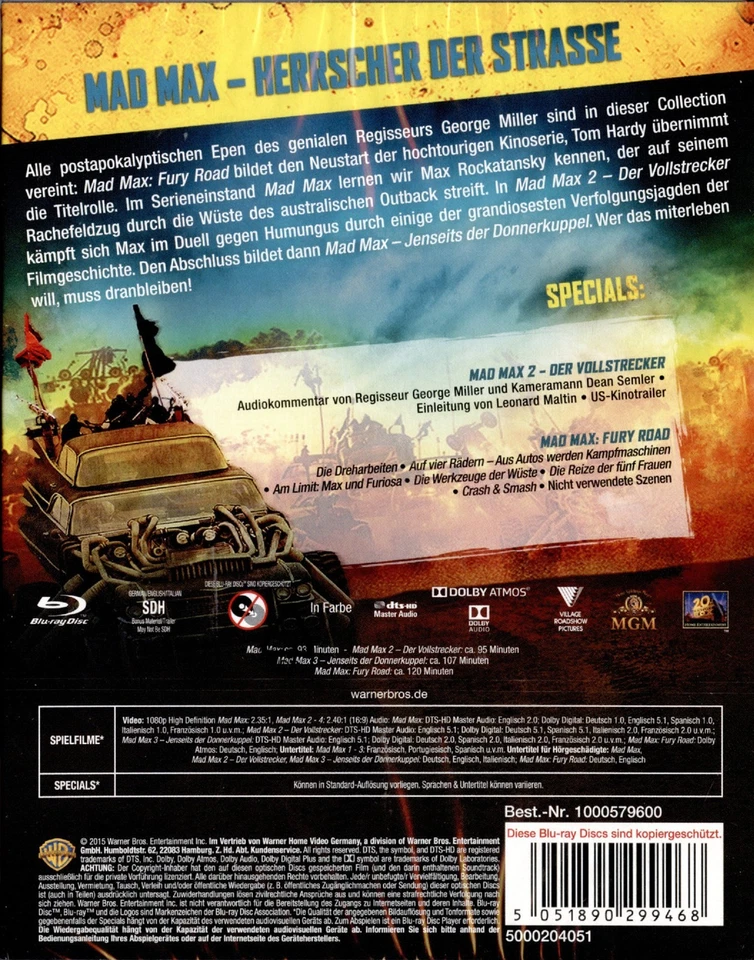 Mad Max 1-3 & Fury Road (1978 - 2014)[Blu-ray/Neu/OVP] - Bild 2 von 3